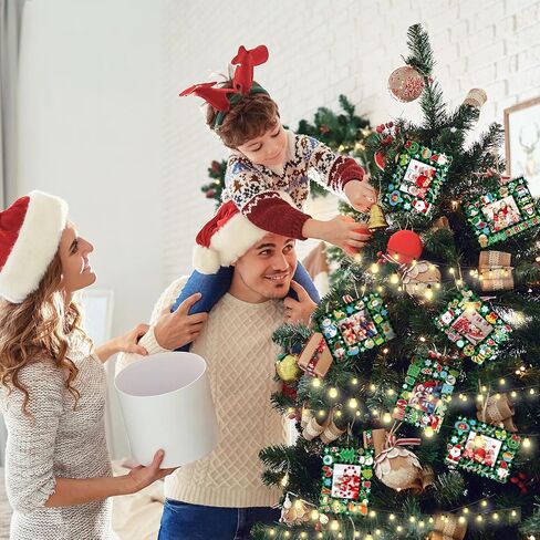 24 حزمة إطار صور عيد الميلاد عيد الميلاد الحرفية DIY إطار الصورة الحلي مع ملصقات عيد الميلاد إطار الصورة بطاقات لعبة DIY عيد الميلاد هدية زينة الشتاء لحفلة عيد الميلاد شجرة عيد الميلاد (الأزرق والأسود) in Kuwait