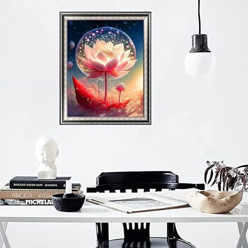 BOHUAYI مجموعات الطلاء الماسي للبالغين، طلاء يدوي 5D بالأرقام للبالغين المبتدئين، لوحات فنية بنقاط الماس الحفر الكامل DIY لديكور جدار المنزل 11.8 × 15.7 بوصة (لوتس جميلة) in Kuwait