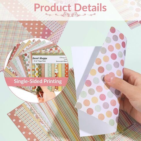 PUIKSXER 24 Sheets Paper Pad for Scrapbooking, 6x6 inch Sweet Floral Plaids Dots Patterned Papers Single-Sided Printing Decorative Craft Cardstock Origami for Scrapbook Journal Embellishment in Kuwait