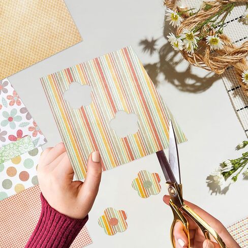 PUIKSXER 24 Sheets Paper Pad for Scrapbooking, 6x6 inch Sweet Floral Plaids Dots Patterned Papers Single-Sided Printing Decorative Craft Cardstock Origami for Scrapbook Journal Embellishment in Kuwait