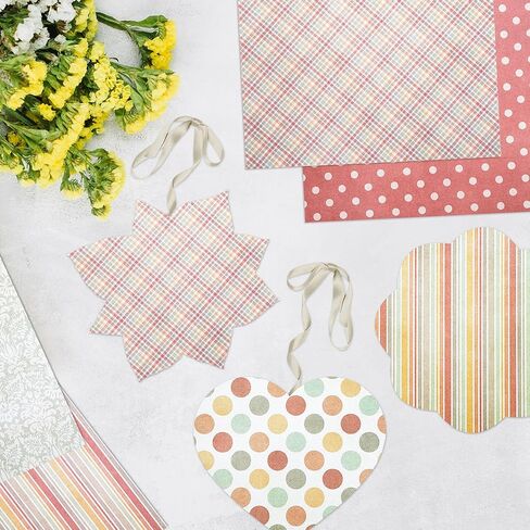 PUIKSXER 24 Sheets Paper Pad for Scrapbooking, 6x6 inch Sweet Floral Plaids Dots Patterned Papers Single-Sided Printing Decorative Craft Cardstock Origami for Scrapbook Journal Embellishment in Kuwait