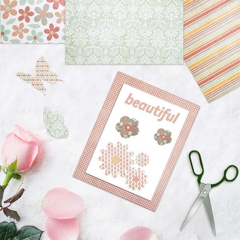 PUIKSXER 24 Sheets Paper Pad for Scrapbooking, 6x6 inch Sweet Floral Plaids Dots Patterned Papers Single-Sided Printing Decorative Craft Cardstock Origami for Scrapbook Journal Embellishment in Kuwait