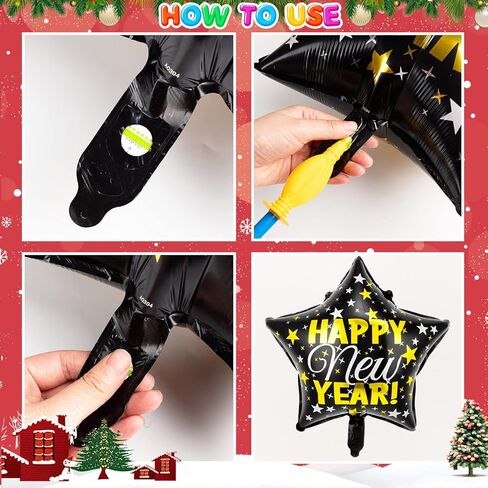 15 قطعة من بالونات السنة الجديدة، بالونات مايلر من رقائق معدنية لعام 2023، بالونات هيليوم باللونين الأسود والذهبي لتزيين الحفلات in Kuwait
