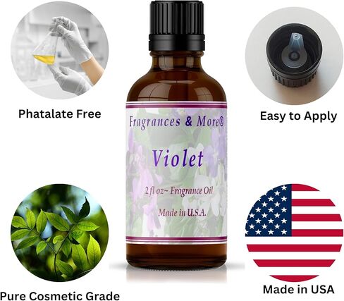 زيت عطري بنفسجي، رائحة لصنع الصابون وصنع الشموع، يستخدم مع موزعات، زجاجة كهرمانية بسعة 2 اونصة مع قطارة اوروبية لسهولة التوزيع، زيت عطري. in Kuwait