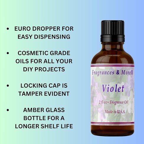 زيت عطري بنفسجي، رائحة لصنع الصابون وصنع الشموع، يستخدم مع موزعات، زجاجة كهرمانية بسعة 2 اونصة مع قطارة اوروبية لسهولة التوزيع، زيت عطري. in Kuwait