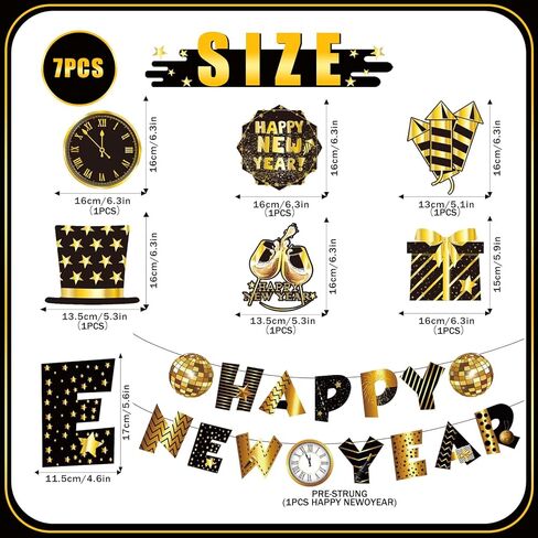 زخارف دوامة معلقة من Happy New Year لوازم حفلات ليلة رأس السنة الجديدة مع لافتة سنة جديدة سعيدة زينة سنة جديدة سعيدة للسقف والجدار والنوافذ وديكورات حفلات ليلة رأس السنة الجديدة in Kuwait