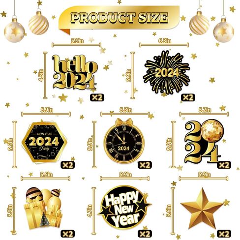 2024 Happy New Year Decor, Black Rose Gold Happy New Year Hanging Swirls Decorations 2024 New Years Eve Party Supplies in Kuwait