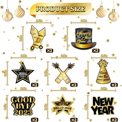 2024 Happy New Year Decor, Black Rose Gold Happy New Year Hanging Swirls Decorations 2024 New Years Eve Party Supplies in Kuwait