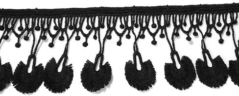 5 Yards Lace Trim with Tassel, 8cm wide, Black, DIY Sewing Applique Craft in Kuwait