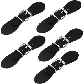 Wakauto 5 Pairs Black Metal Buckle Leather Clasp Fasteners,Closure Clip Holder Cloak Buckle Clasp Sew- On Toggles Button for DIY Clothes Accessories (Size A)