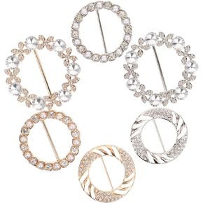 Adorainbow Gold Decor 6pcs Metal T-shirt Clips Rhinestones Clothes Corner Knotted Button Pearl Rhinestone Circle Clip Buckle Round Waist Buckle Shirt Silk Scarf for Women Girl, As Shown, 4.5x4.5cm in Kuwait