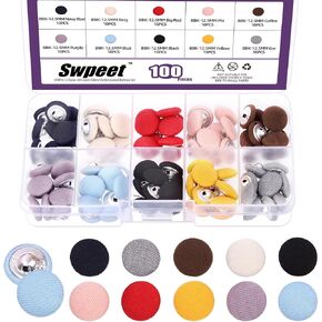Swpeet 60Pcs 10 Colors 25mm Fabric Cloth Covered with Metal Shank Round Buttons Assortment Kit, Perfect for Bridal Wedding Dress Satin Blouse Prom Dress & Formal Dress in Saudi Arabia