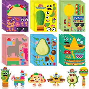 Haooryx 36Pcs Make Your Own Fiesta Stickers Sheet, Make a Face Stickers Game Mexican Fiesta Cinco De Mayo Taco Sticker Mix and Match Cactus Sticker for Kids Birthday Party Favor Gift Art Craft Rewards in Kuwait