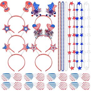 36 قطعة من عصابات الرأس في الرابع من يوليو، مجموعة من عصابة الرأس الوطنية مع نظارات العلم الأمريكي، قلادات على شكل نجمة، إكسسوارات الحفلات العسكرية، عصابة رأس أمريكية، إكسسوارات تحت عنوان أمريكا لحفلة يوم الاستقلال in Kuwait