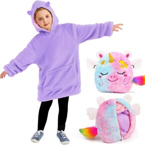 G.C Unicorn Stuffed Animal Plush Toys for Girls Kids Plushies, Tie-dye Unicorn Gifts 2 in 1 Pillow & Hoodie Soft Unicorn Plush, Christmas Birthday Gifts for Toddler Girls 3 4 5 6 7 8+ Years Old