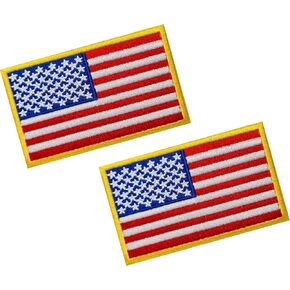 2PCS Premium Hook and Loop USA US American Flag Tactical Patches with Hook and Loop for Backpacks Caps Hats Jackets Pants (3-White) 8cm (3.14inch) x 5cm (1.97inch) Standard Size in Kuwait