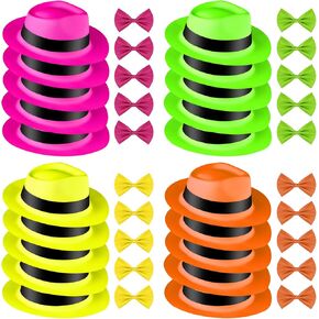 ELECLAND 40 قطعة قبعات حفلات مرحة بألوان نيون لمستلزمات الحفلات قبعات فيدورا مع حفلة العصابات in Kuwait