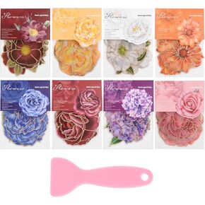 80Pcs Flower Stickers, Scrapbook Supplies,Scrapbook Stickers for Large Floral Stickers for Journaling Supplies Aesthetic with Sticker Scraper Kit Junk Journal in Saudi Arabia