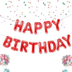 Happy Birthday Balloons Banner, 16 Inch Mylar Foil Black Balloon Letters Birthday Sign Banner, Reusable Birthday Balloons Kit Birthday Decorations For Kids Adults Birthday Party Favor Supplies