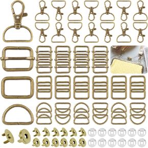 Mardatt 100 PCS 3 Colors Hardware Buckles Kit including D-Ring, Triangle Slide Square Rings Magnetic Snap Swivel Clasp Hooks in Kuwait