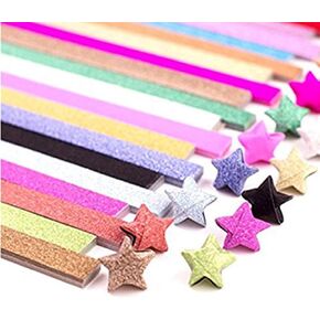 Glitter Origami Stars Papers Package DIY Paper Folding Strips, 360 Sheets - 18 Colors