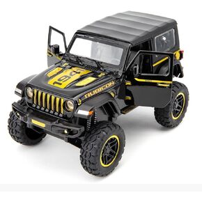 بيد تاكت متوافقة مع سيارة جيب رانجلر روبيكون بمقياس 1:24، لعبة سيارة لعبة مصبوبة بالسحب للخلف مع صوت وضوء للاطفال الاولاد والبنات لون اسود in Kuwait