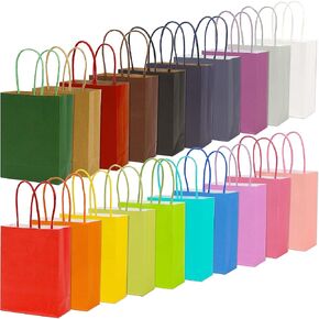 AMAZING TIME 4.72x2.36x6.3 Inch Paper Kraft Bags Gift Wrapping Bags with Handles Bulk Small Size for Birthday Wedding Party Favors Small Business Goodie Shopping Treat Candy (40) in Kuwait