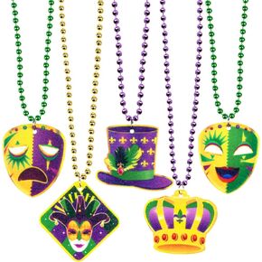 Moon Boat 36PCS Mardi Gras Beads Necklaces Bulk Carnival Accessories for Party Favors Decorations Festival Parades
