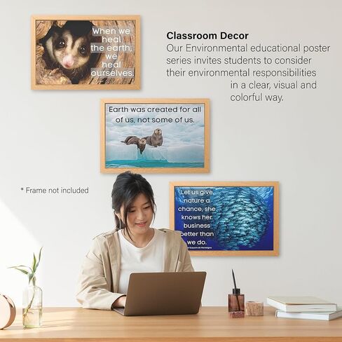 مجموعة من 6 ملصقات تعليمية بيئية للفصل الدراسي - ديكور للفصل الدراسي بالمدرسة الثانوية للعلوم البيئية - اقتباسات ملهمة وتحفيزية in Kuwait