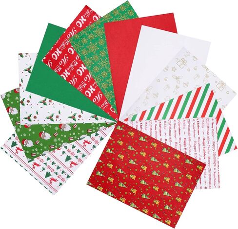 بليستيم مناديل ورقية للكريسماس، 180 ورقة تغليف للكريسماس في 12 تصميم مختلف 19.7 انش × 19.7 انش، مجموعة مناديل ورقية لتغليف الهدايا وزجاجات النبيذ والديكور والحرف اليدوية in Kuwait