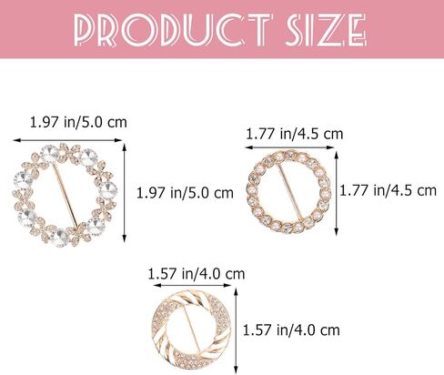 Adorainbow Gold Decor 6pcs Metal T-shirt Clips Rhinestones Clothes Corner Knotted Button Pearl Rhinestone Circle Clip Buckle Round Waist Buckle Shirt Silk Scarf for Women Girl, As Shown, 4.5x4.5cm in Kuwait