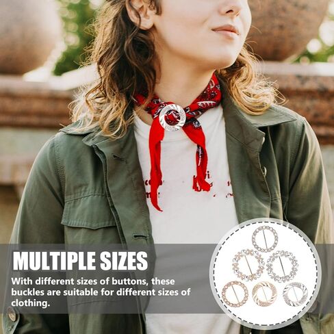 Adorainbow Gold Decor 6pcs Metal T-shirt Clips Rhinestones Clothes Corner Knotted Button Pearl Rhinestone Circle Clip Buckle Round Waist Buckle Shirt Silk Scarf for Women Girl, As Shown, 4.5x4.5cm in Kuwait