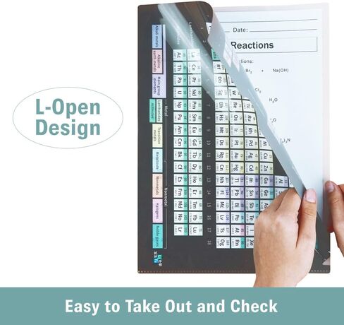 حافظة بلاستيكية لجدول العناصر الدوري 2019 من LiFe Chem ، مزدوجة الجوانب و3 تصميم، مجلدات مدرسية مع جيوب، للاستخدام المكتبي والفصول المدرسية، A4 (مجموعة من 6) in Kuwait