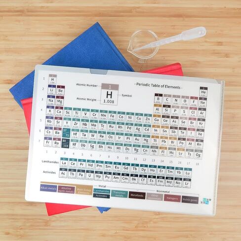 حافظة بلاستيكية لجدول العناصر الدوري 2019 من LiFe Chem ، مزدوجة الجوانب و3 تصميم، مجلدات مدرسية مع جيوب، للاستخدام المكتبي والفصول المدرسية، A4 (مجموعة من 6) in Kuwait