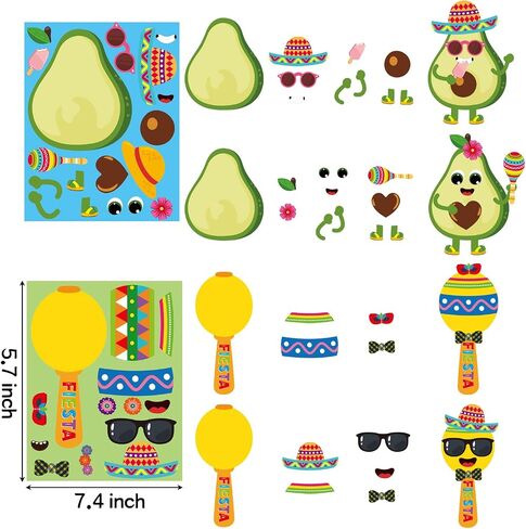Haooryx 36Pcs Make Your Own Fiesta Stickers Sheet, Make a Face Stickers Game Mexican Fiesta Cinco De Mayo Taco Sticker Mix and Match Cactus Sticker for Kids Birthday Party Favor Gift Art Craft Rewards in Kuwait