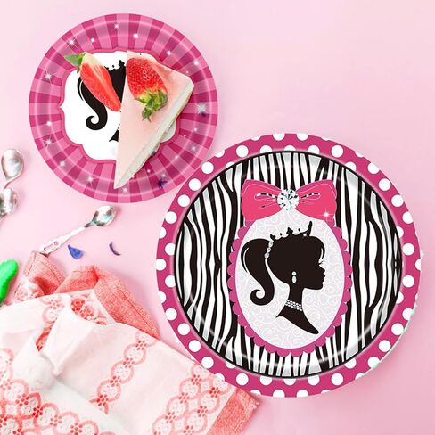 مجموعة لوازم حفلات اعياد الميلاد للبنات مكونة من 170 قطعة، تخدم 24 طبق ضيوف ومناديل واكواب ومفرش طاولة وادوات مائدة لحفلات اعياد الميلاد بطابع دمية الاميرة in Kuwait