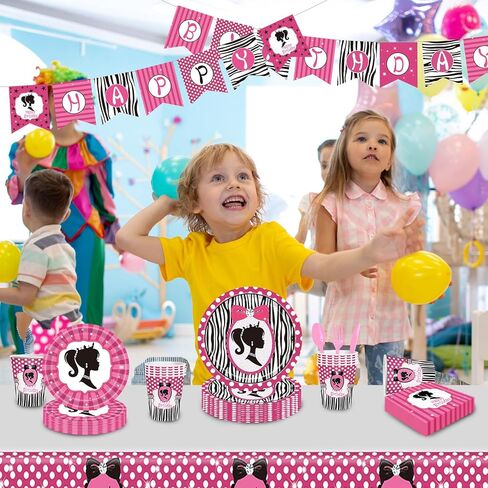 مجموعة لوازم حفلات اعياد الميلاد للبنات مكونة من 170 قطعة، تخدم 24 طبق ضيوف ومناديل واكواب ومفرش طاولة وادوات مائدة لحفلات اعياد الميلاد بطابع دمية الاميرة in Kuwait