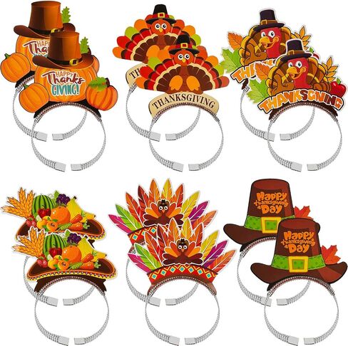12 Pieces Thanksgiving Turkey Headbands for Thanksgiving Theme Party Birthday Party Decoration in Kuwait