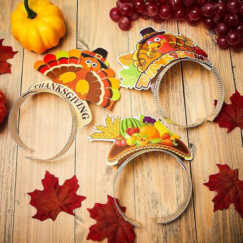 12 Pieces Thanksgiving Turkey Headbands for Thanksgiving Theme Party Birthday Party Decoration in Kuwait