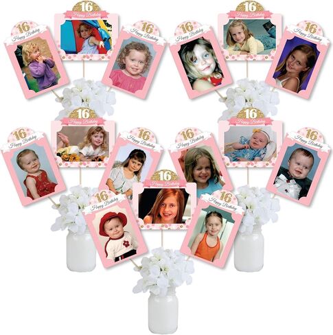 Big Dot of Happiness Sweet 16-16th Birthday Party Picture Centerpiece Sticks - Photo Table Toppers - 15 Pieces in Saudi Arabia