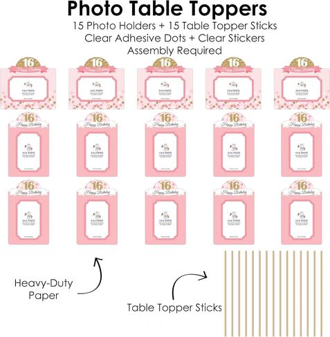 Big Dot of Happiness Sweet 16-16th Birthday Party Picture Centerpiece Sticks - Photo Table Toppers - 15 Pieces in Saudi Arabia