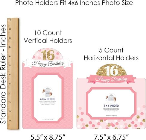 Big Dot of Happiness Sweet 16-16th Birthday Party Picture Centerpiece Sticks - Photo Table Toppers - 15 Pieces in Saudi Arabia