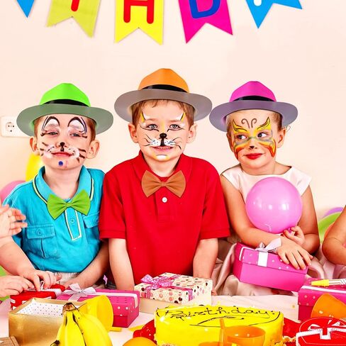 ELECLAND 40 قطعة قبعات حفلات مرحة بألوان نيون لمستلزمات الحفلات قبعات فيدورا مع حفلة العصابات in Kuwait