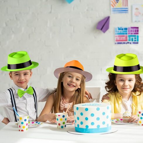 ELECLAND 40 قطعة قبعات حفلات مرحة بألوان نيون لمستلزمات الحفلات قبعات فيدورا مع حفلة العصابات in Kuwait