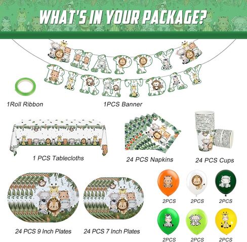 Safari Baby Shower Decorations Boy Plates Napkins and Tablecloth Set Serves 24,Jungle Animal Theme Birthday Party Supplies in Kuwait