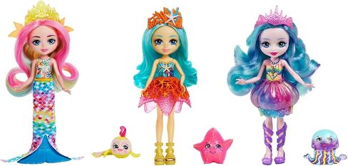 Enchantimals Radia Rainbow Fish Doll (6-in) & Flo Animal Friend Figure from Ocean Kingdom Collection, Small Doll with Removable Skirt and Accessories, Great Gift for 3 to 8 Year Old Kids in Kuwait