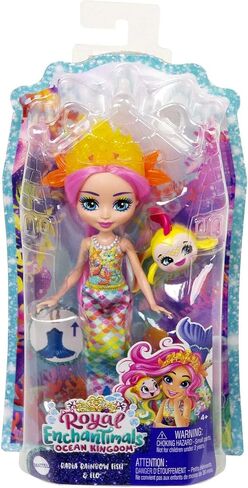 Enchantimals Radia Rainbow Fish Doll (6-in) & Flo Animal Friend Figure from Ocean Kingdom Collection, Small Doll with Removable Skirt and Accessories, Great Gift for 3 to 8 Year Old Kids in Kuwait