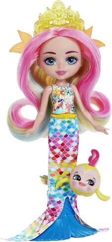 Enchantimals Radia Rainbow Fish Doll (6-in) & Flo Animal Friend Figure from Ocean Kingdom Collection, Small Doll with Removable Skirt and Accessories, Great Gift for 3 to 8 Year Old Kids in Kuwait