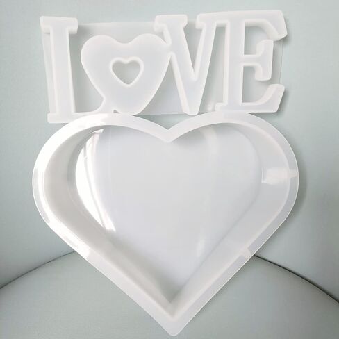 2 PCS Large Resin Mold, Epoxy Resin Molds Silicone, Heart+Love Resin Molds for Flowers Preservation in Kuwait