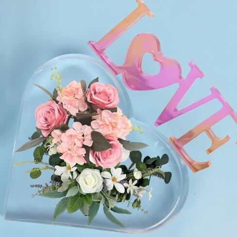 2 PCS Large Resin Mold, Epoxy Resin Molds Silicone, Heart+Love Resin Molds for Flowers Preservation in Kuwait